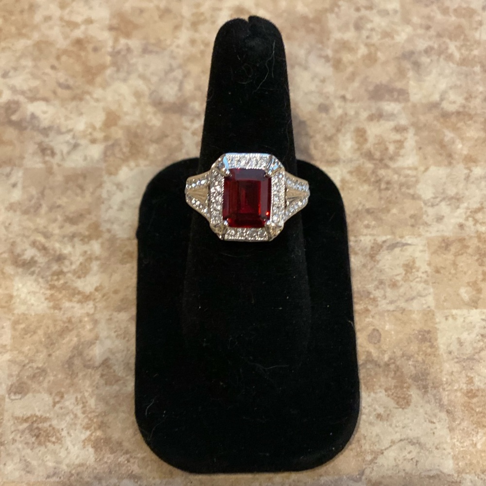 Elegantly Radiant CZ Cocktail Ring Ruby